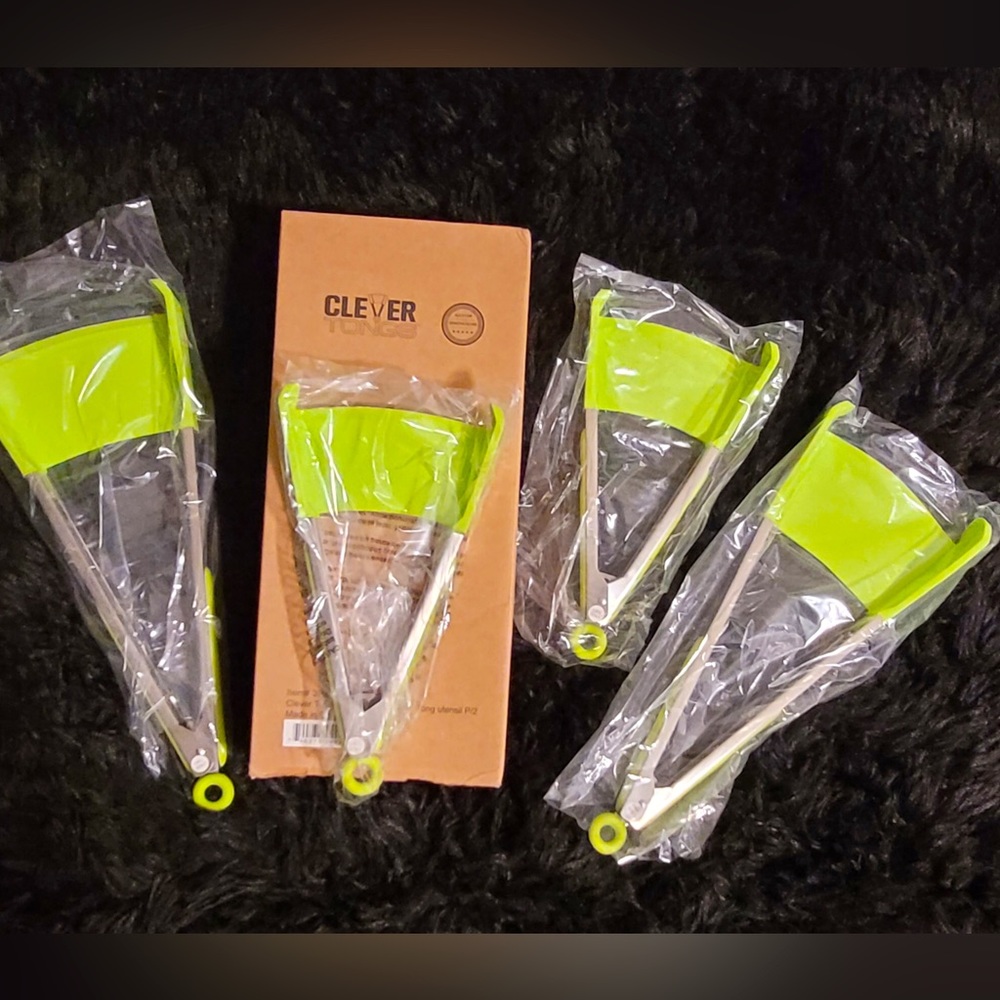 BRAND NEW CLEVER TONGS 2 in 1 Kitchen Spatula & Tongs 4 PACK (2 large 2 small)